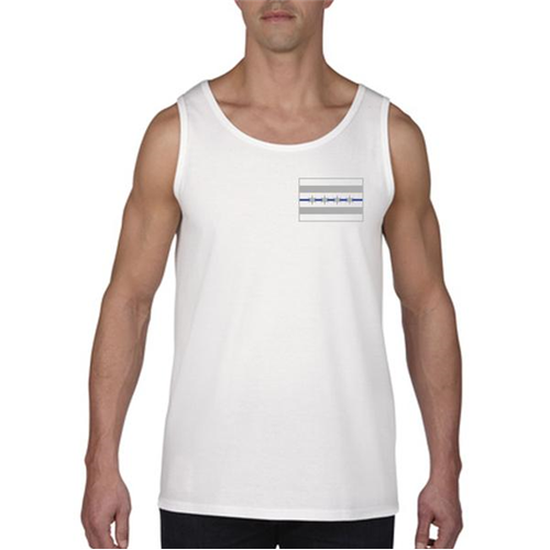 Thin Blue Line Chicago Tank Top - White, Small - Support Law Enforcement
