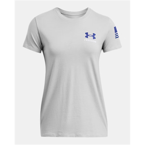 Under Armour Women's UA Freedom Banner T-Shirt - Medium, Mod Gray Heather / Royal