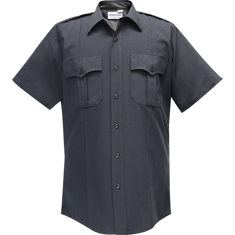 Flying Cross Command Short Sleeve Shirt with Badge Sling and Hidden Pencil Pocket - LAPD Navy, Size 18.5