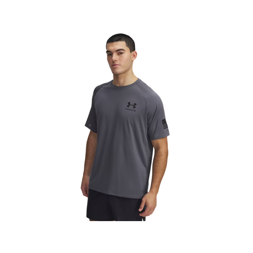 Under Armour Freedom Tech SS T Shirt - Castlerock / Black, Medium