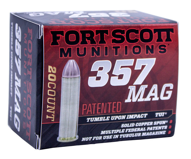 Fort Scott Munitions 357 Magnum Solid Copper Spun TUI Ammo - 125 Grain for Home Defense