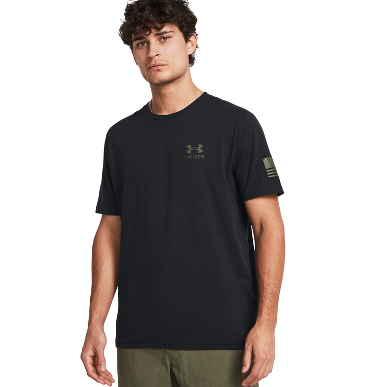 Under Armour Men's UA Freedom Flag Gradient T-Shirt - Medium, Black/Marine OD Green