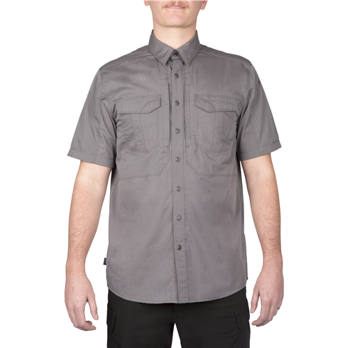 5.11 Tactical Stryke Short-Sleeve Shirt with Flex-Tac Mechanical Stretch Fabric – Storm, Medium