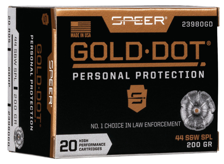 Speer Ammo Gold Dot 23980GD 44 S&W Special 200 Grain Hollow Point Centerfire Handgun Rounds