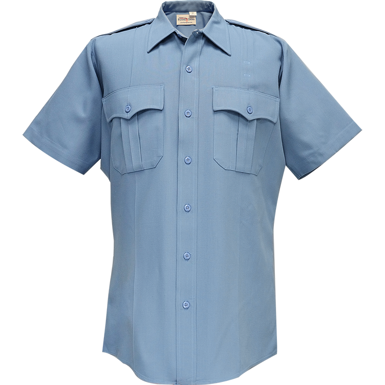 Flying Cross Deluxe Tropical Short Sleeve Public Safety Shirt - 2X-Large, Medium Blue