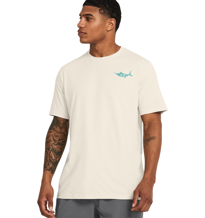 Under Armour Men's UA Marlin Short Sleeve Shirt - Silt/Radial Turquoise, Size Medium