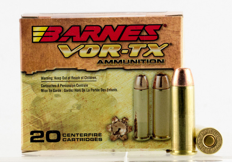 Barnes Bullets VOR-TX XPB 44 Rem Mag Centerfire Handgun Rounds, 225 Grain for Hunting and Defense
