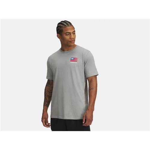 Under Armour UA M Freedom Left Chest Short Sleeve T-Shirt, X-Large, Steel Medium Heather / White