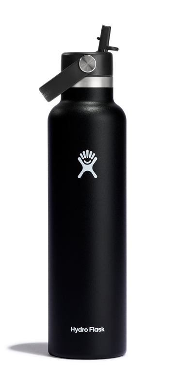 Hydro Flask Standard Mouth 24oz Insulated Water Bottle with Flex Straw, Black
