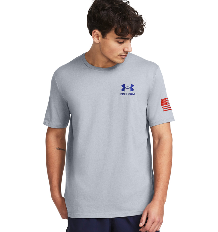 Under Armour UA Freedom Flag T-Shirt - Medium, Steel Medium Heather/Red