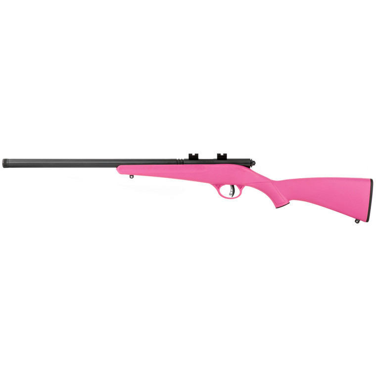 Savage Arms Rascal FV-SR 22LR Single-Shot Bolt Action Rifle with Threaded Barrel, 16.125 Inches, Pink Synthetic Stock