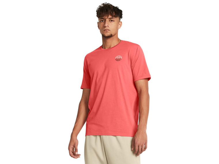Under Armour Men's UA Outdoor Cube Short Sleeve in Coho / Summit White, Size Medium