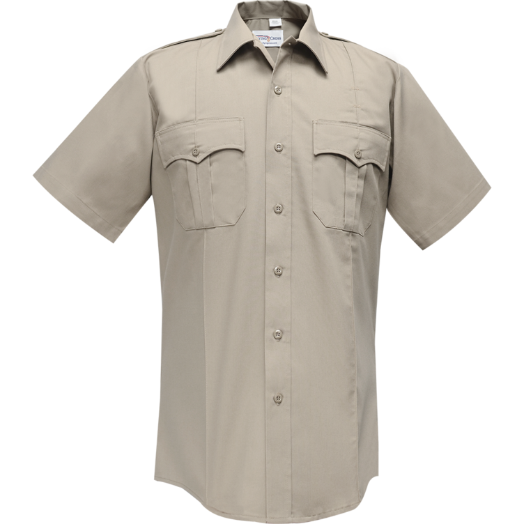 Flying Cross Command Short Sleeve Shirt with Zipper, Size 17.5, Silver Tan
