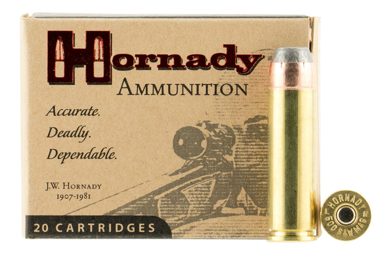 Hornady Custom Handgun 500 S&W Mag Centerfire Rounds - 20 Rounds per Box, 10 Boxes per Case