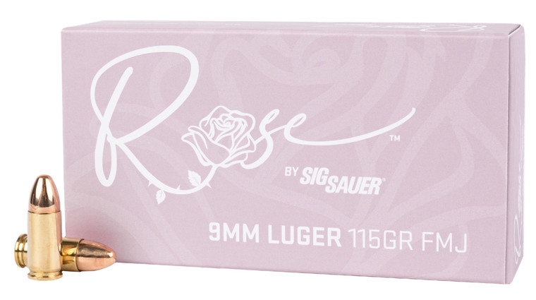 Sig Sauer E9MMB1ROSE50 Rose 9mm 115 Grain Full Metal Jacket Centerfire Handgun Rounds