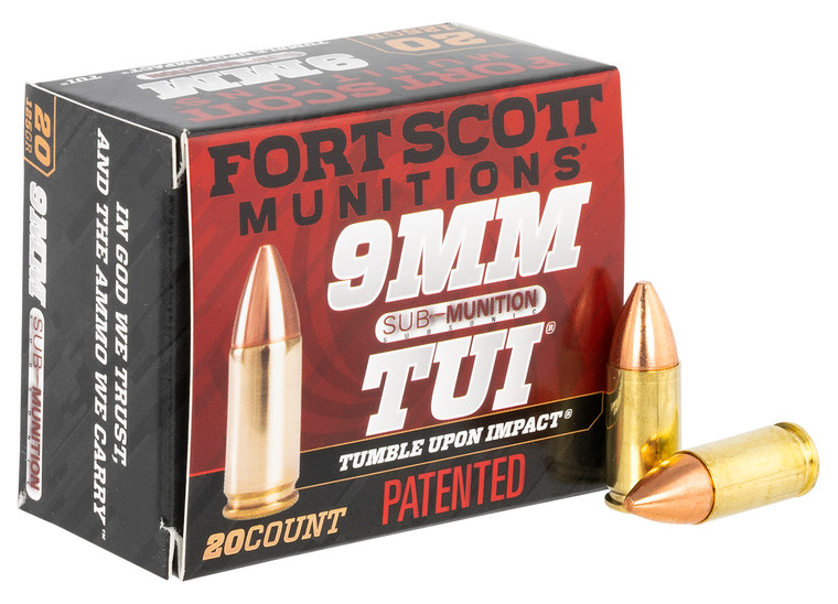 Fort Scott Munitions 9mm Luger TUI Subsonic 125 Grain Copper Spun Bullet Centerfire Handgun Rounds (20 Rounds per Box, 25 Boxes per Case)