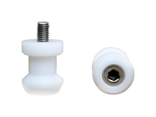 White 8mm Rear Swingarm Motorcycle Spool Sliders Swing Arm Stand M8 Pair Bobbins