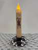CANDY CANE CRISSCROSS 7" CREAM  LED TAPER TIMER CANDLE
