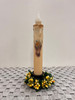 HIMALAYA COW SUNFLOWERS 7" CREAM LED TAPER TIMER CANDLE