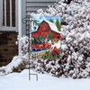 RED BARN CHRISTMAS GARDEN FLAG