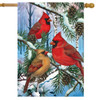 WOODLAND WINTER CARDINALS HOUSE FLAG