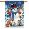 SNOWMAN WINTER CRITTERS HOUSE FLAG