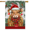 HOLIDAY HIGHLAND COW HOUSE FLAG