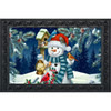 SNOWMAN AND WINTER BIRDS DOORMAT