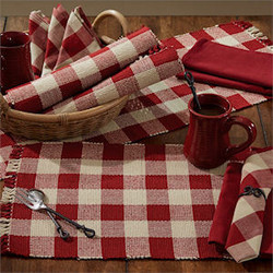 Wicklow Check 3 Dishtowel-1 Dishcloth Set - Garnet