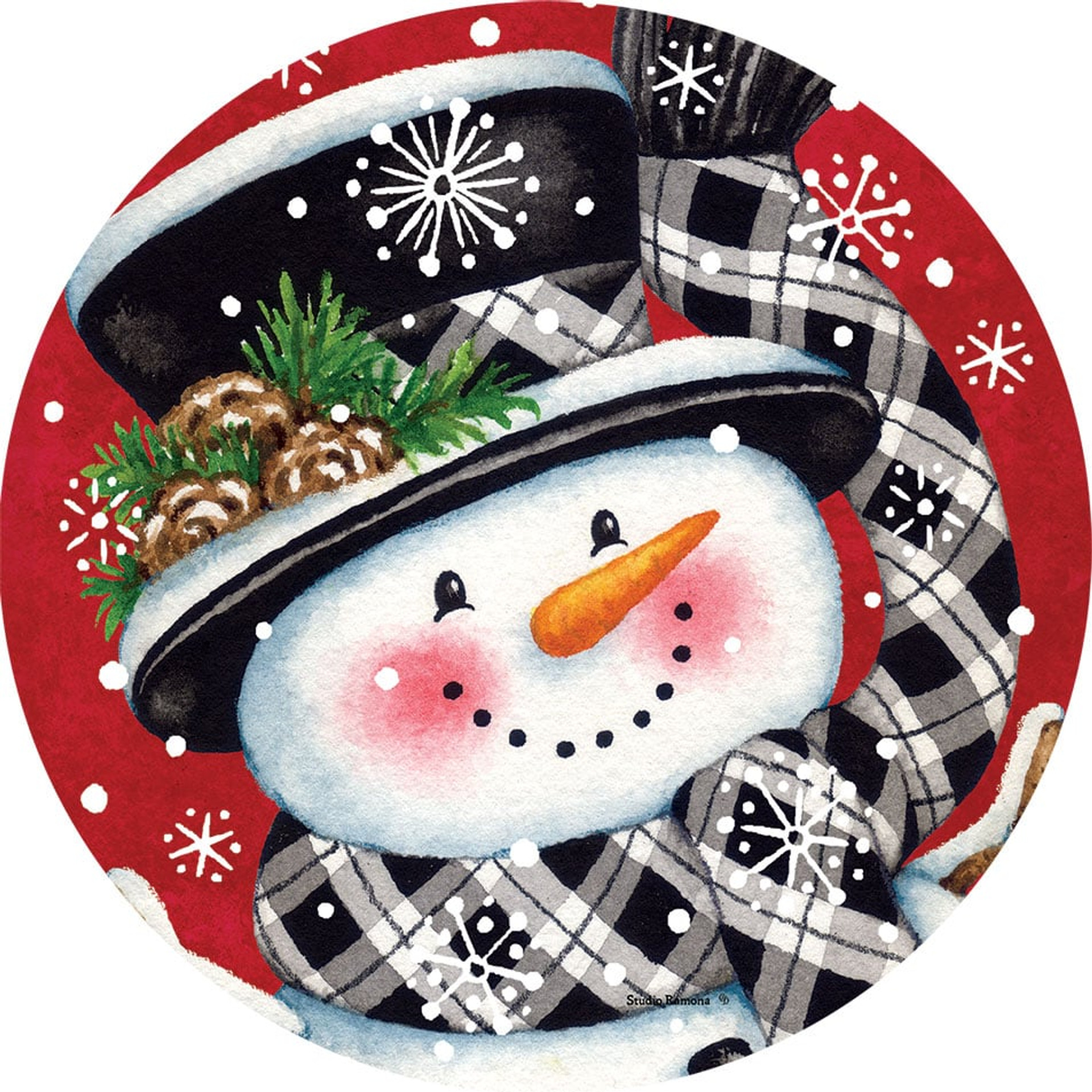 Black And Red Snowman Accent Magnet 