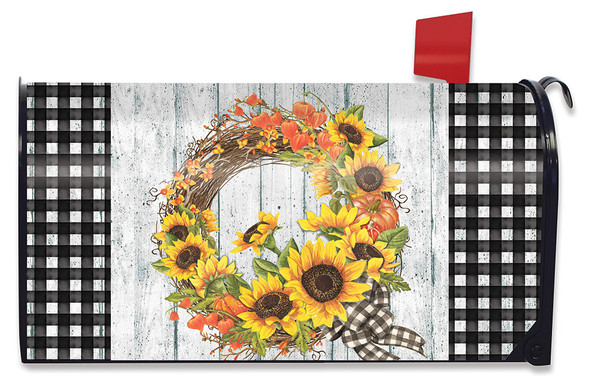 SUNFLOWER FALL WREATH MAILBOX COVER