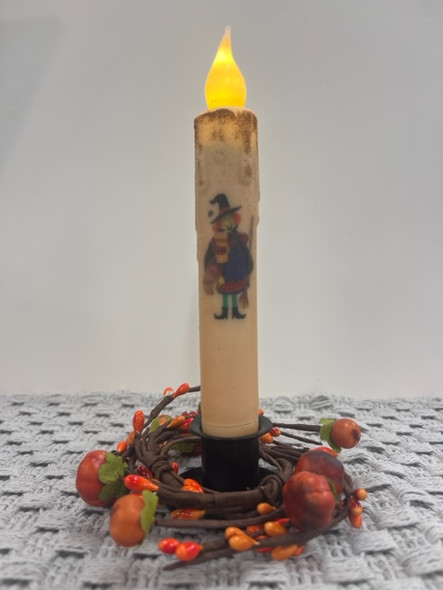 STANDING WITCH 7" LED TAPER TIMER CANDLE
