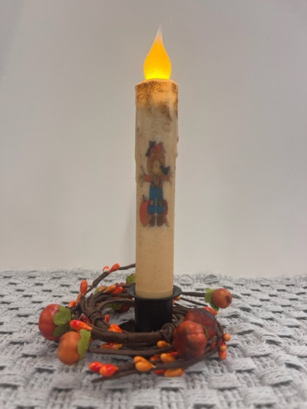 SCARECROW 7" CREAM  LED TAPER TIMER CANDLE