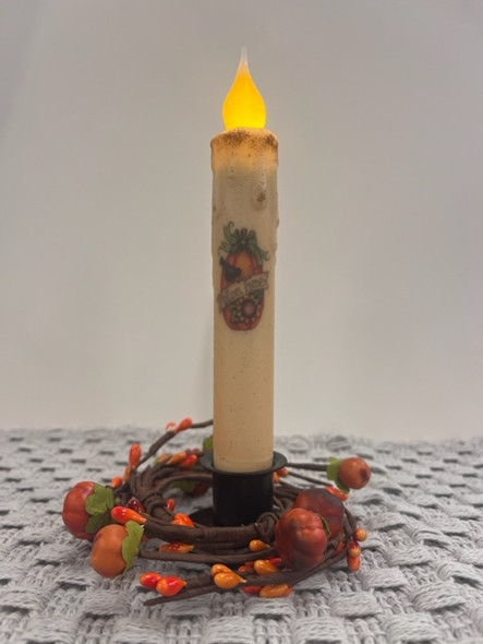 AUTUMN THYME 7" CREAM  LED TAPER TIMER CANDLE