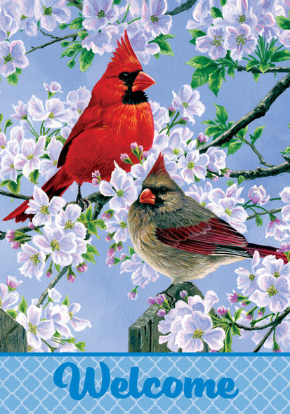 CARDINAL COUPLE GARDEN FLAG