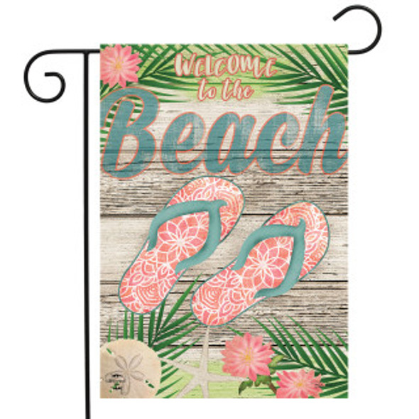 WELCOME BEACH FLIP FLOPS DOUBLE SIDED GARDEN FLAG