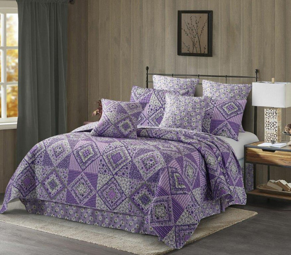 LAVENDER FIELDS KING SIZE QUILT SET & 2 SHAMS