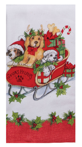 BOWIE WOWIE CHRISTMAS SLEIGH RIDE DUAL PURPOSE TERRY TOWEL