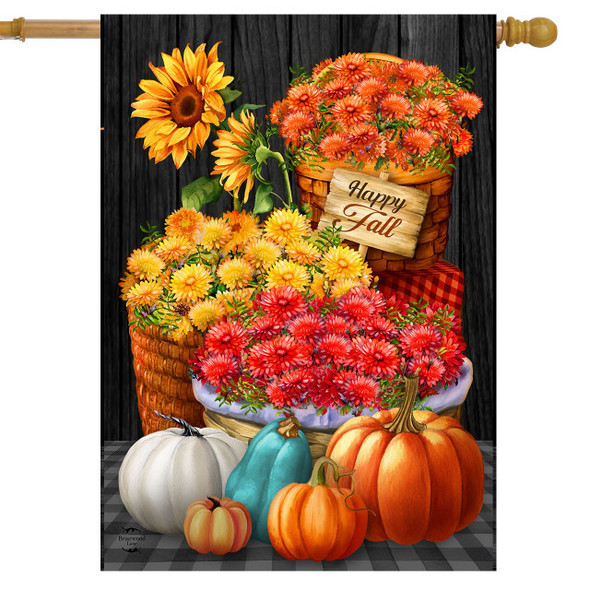 Baskets of Mums House Flag
