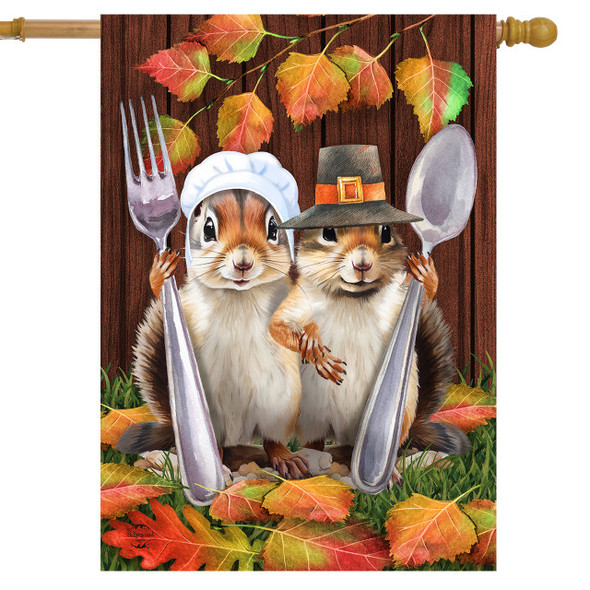 Thankful Chipmunks House Flag