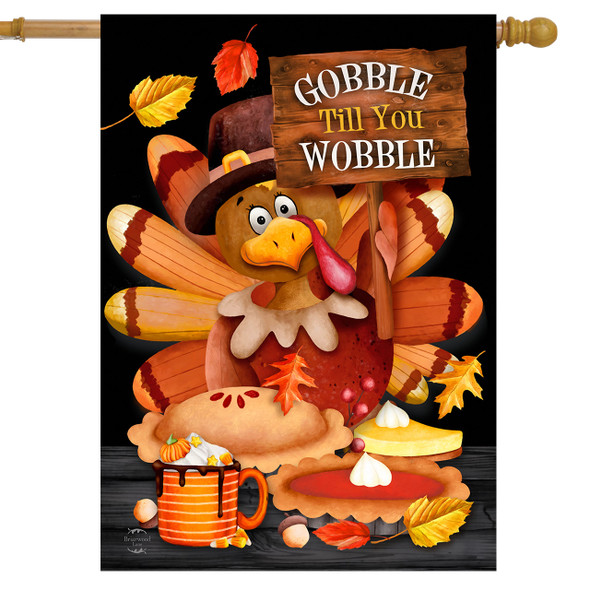 Gobble Wobble Turkey House Flag
