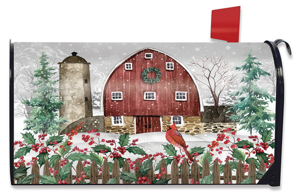 Barn in Snow Mailbox Cover
