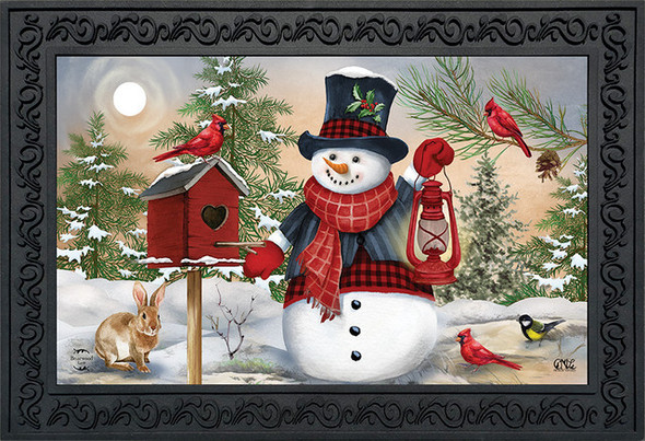 SNOWMAN AND FRIENDS WINTER DOOR MAT