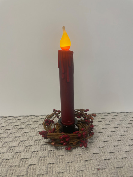 7" TIMER TAPER CANDLE BURGUNDY | LIT