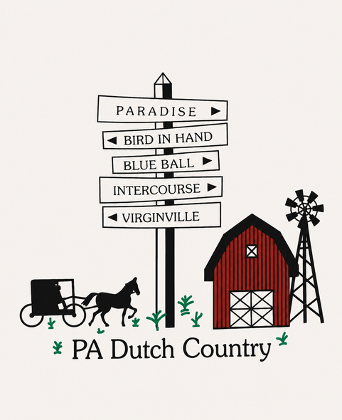 PA DUTCH ROADSIGN WHITE T-SHIRT-XL