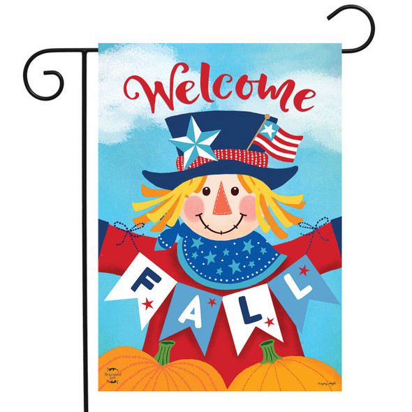 PATRIOTIC SCARECROW GARDEN FLAG