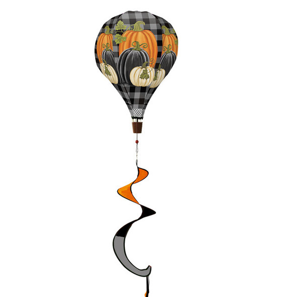 CHECKERED PUMPKINS HOT AIR BALLOON  WIND TWISTER