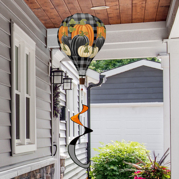 CHECKERED PUMPKINS HOT AIR BALLOON  WIND TWISTER