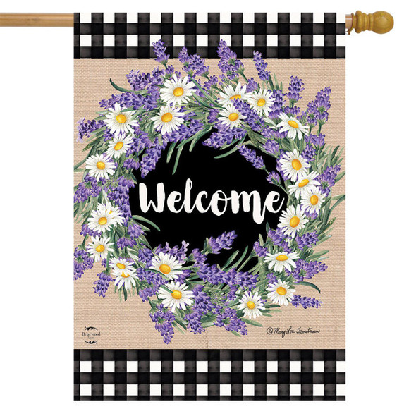 LAVENDER AND DAISIES HOUSE FLAG