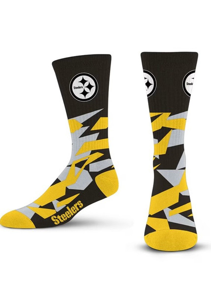 SHATTERED PITTSBURGH STEELERS BLACK MENS SOCKS